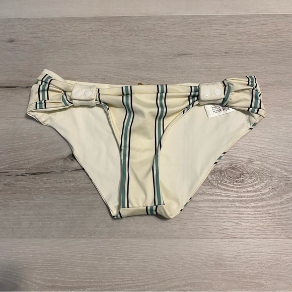 NWT Juan De Dios Maria Swim Bottom / Aqua Stripes - Ivory, Medium - Picture 1 of 13
